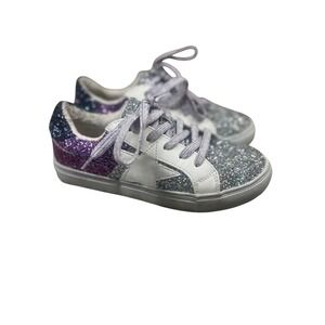 Steve Madden Glitter Star Sneakers Girls Purple Silver Sparkle Shoes 3‎
